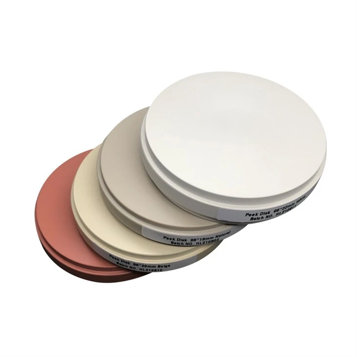 Dental Lab Denture Milling Materials Natural Color White Yellowish Gingival Color Dental PEEK Blanks